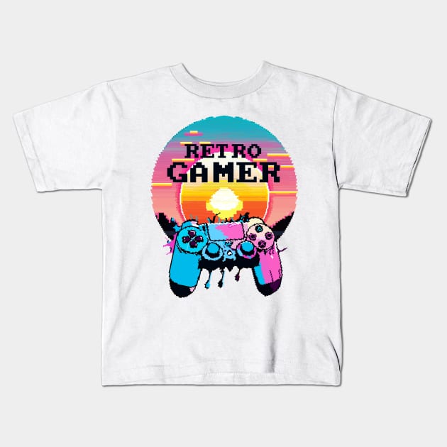 Retro Gamer Kids T-Shirt by Worldengine